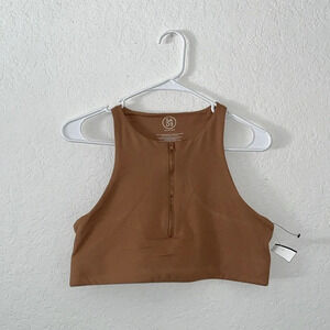Sage Collective sports bra large racerback zip up bra NWOT stretchy wireless bra